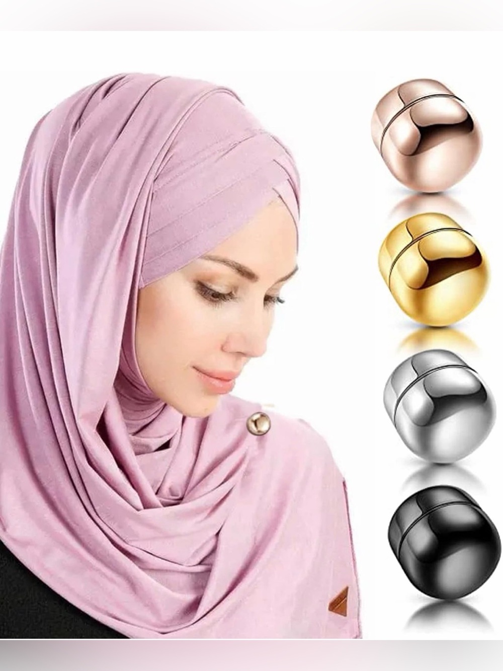 ROPAKED Magnetic Hijab Pins 4-Pack Needle-Free Scarf Magnets